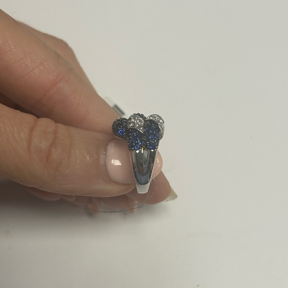 Suzy Levian Blue Sapphire Created White Sapphire Ring NWT - Picture 4 of 5